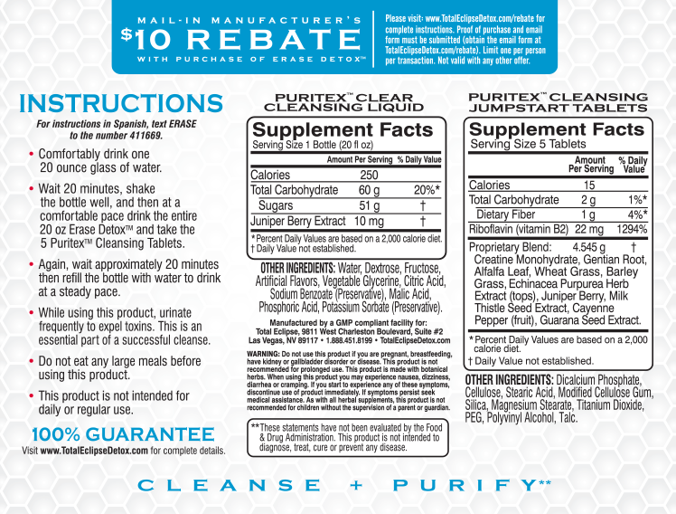 Total Essentials Cleanse Total Eclipse Erase Detox Clear Cleansing Drink & Capsules Two Flavors ...